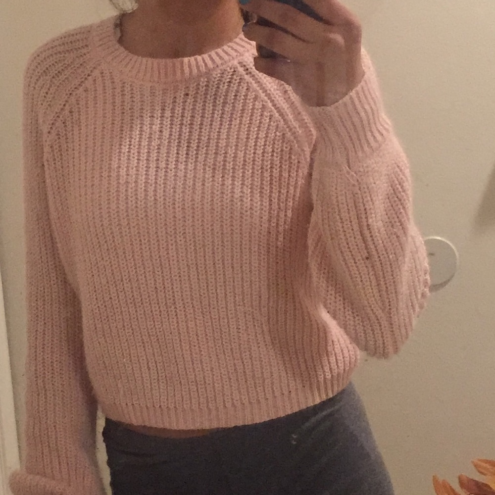 pink long sleeved top